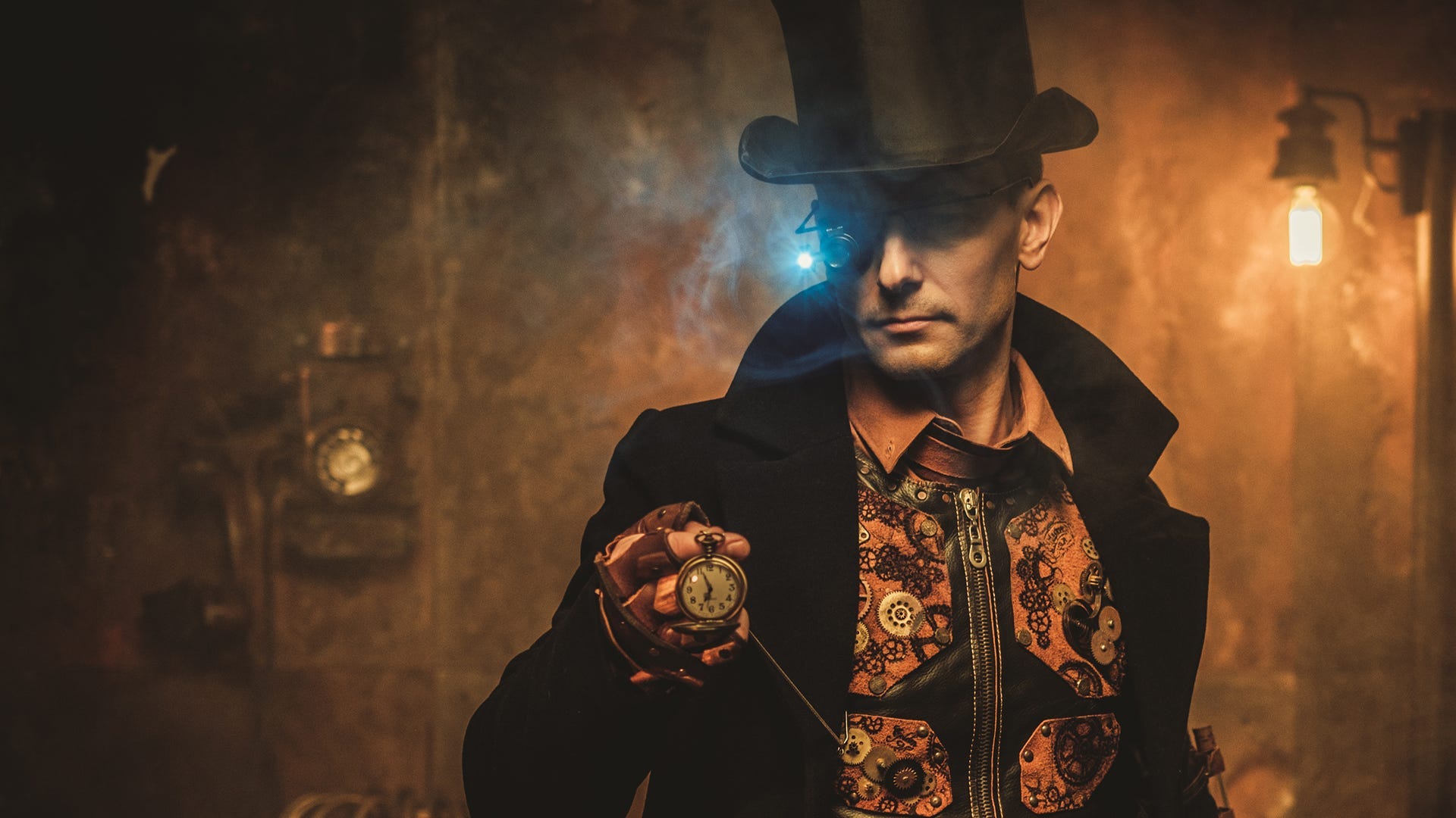 Steampunk image of Time Master with a watch